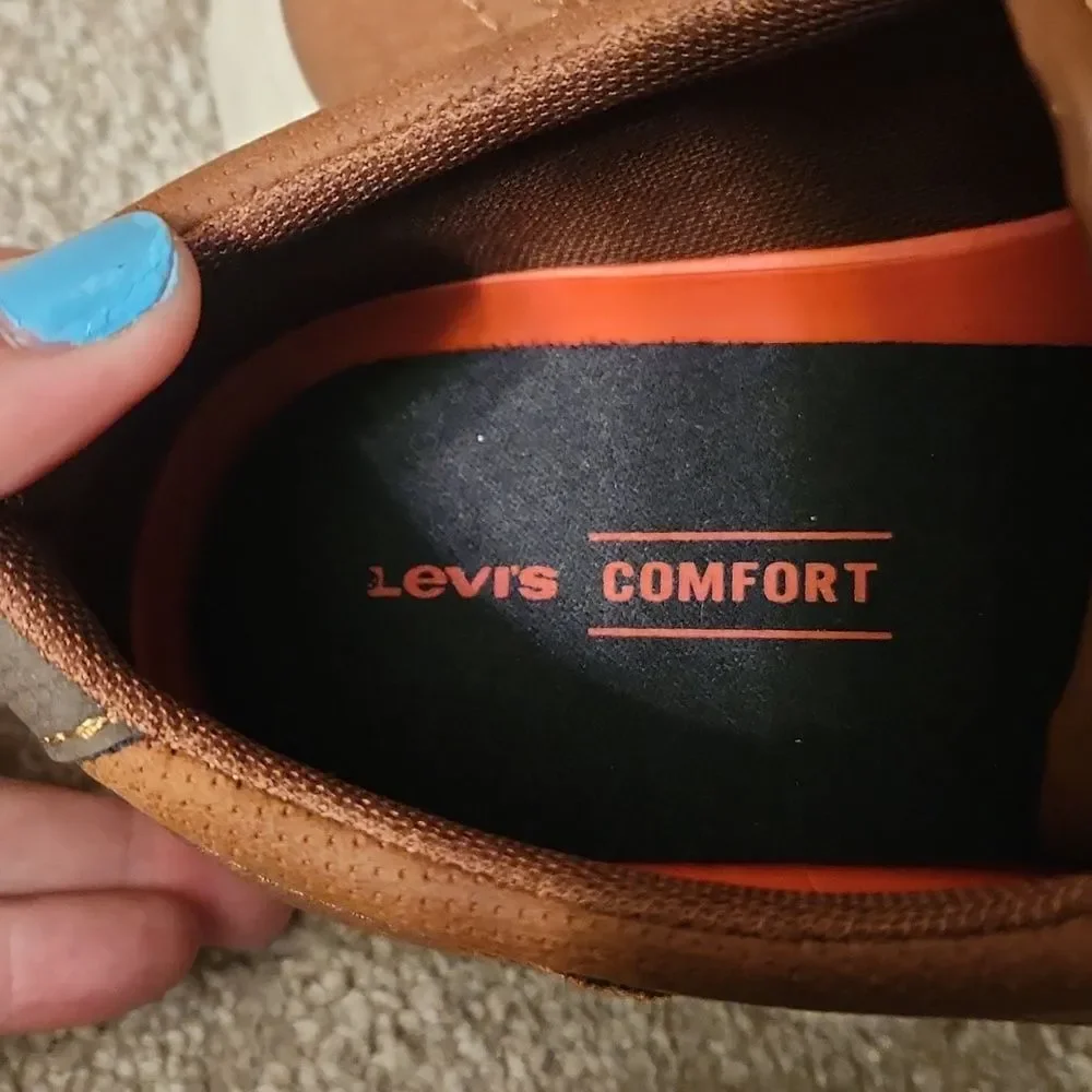 Levi's Men's Brown Faux Leather Lace-Up Loafer Shoes Size 10.5